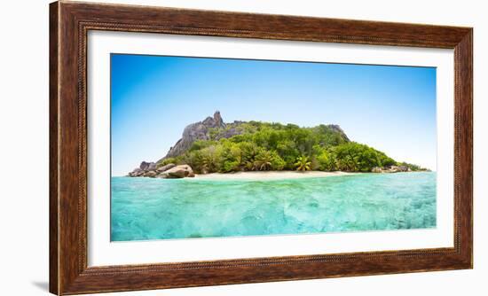 Beautiful Seychelles Tropical Beach Panoramatic View at La Digue Island-Jakub Gojda-Framed Photographic Print