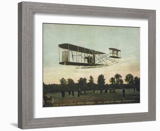 Beautiful Shot of Wilbur Wright Making a Demonstration Flight at Auvours-null-Framed Photographic Print