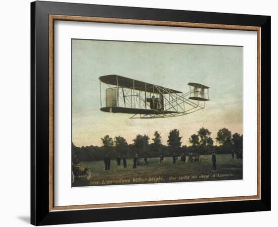 Beautiful Shot of Wilbur Wright Making a Demonstration Flight at Auvours-null-Framed Photographic Print