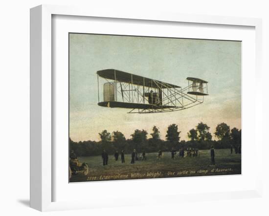 Beautiful Shot of Wilbur Wright Making a Demonstration Flight at Auvours-null-Framed Photographic Print