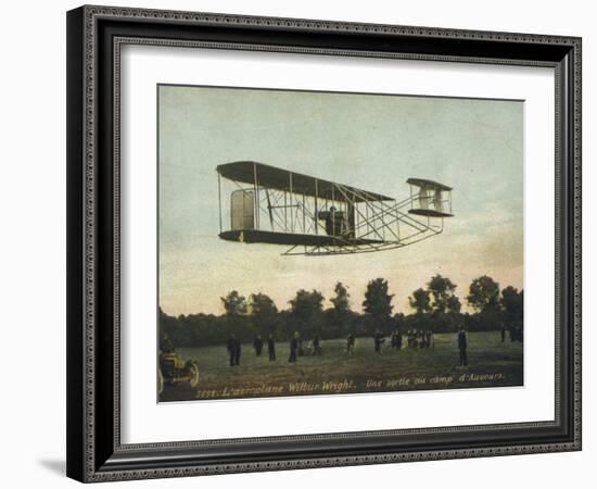 Beautiful Shot of Wilbur Wright Making a Demonstration Flight at Auvours-null-Framed Photographic Print