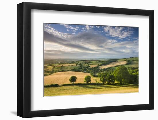 Beautiful Sky Above Summer Countryside, Raddon Hill, Crediton, Devon, England. Summer-Adam Burton-Framed Photographic Print