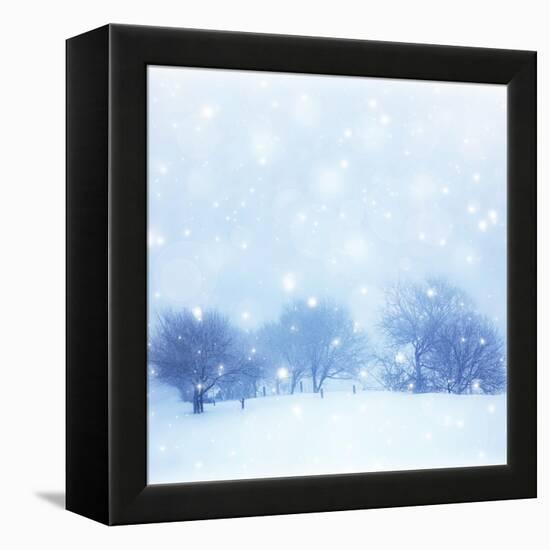 Beautiful Snowy Landscape-Anna Omelchenko-Framed Stretched Canvas