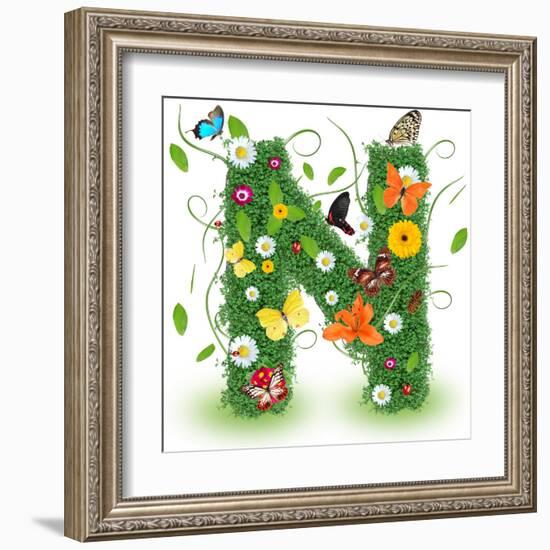 Beautiful Spring Letter "N"-Kesu01-Framed Art Print