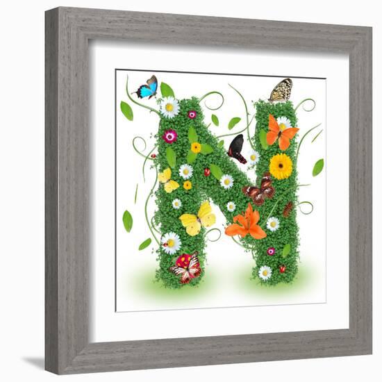 Beautiful Spring Letter "N"-Kesu01-Framed Art Print