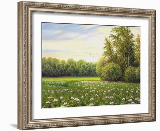 Beautiful Summer Landscape, Canvas, Oil-balaikin2009-Framed Art Print