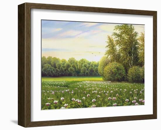 Beautiful Summer Landscape, Canvas, Oil-balaikin2009-Framed Art Print