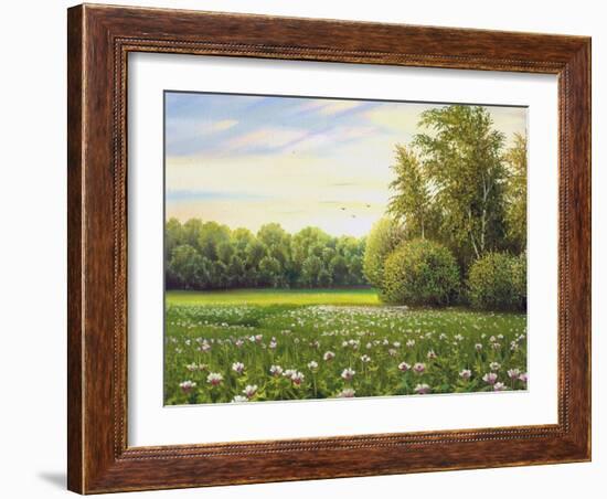 Beautiful Summer Landscape, Canvas, Oil-balaikin2009-Framed Art Print