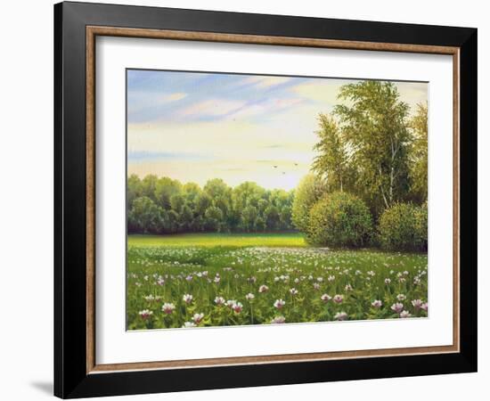 Beautiful Summer Landscape, Canvas, Oil-balaikin2009-Framed Art Print