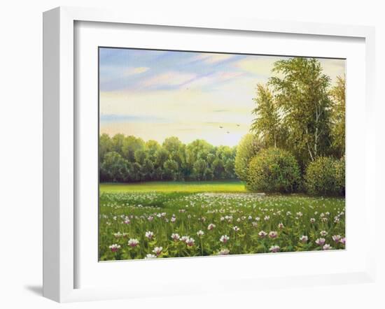 Beautiful Summer Landscape, Canvas, Oil-balaikin2009-Framed Art Print