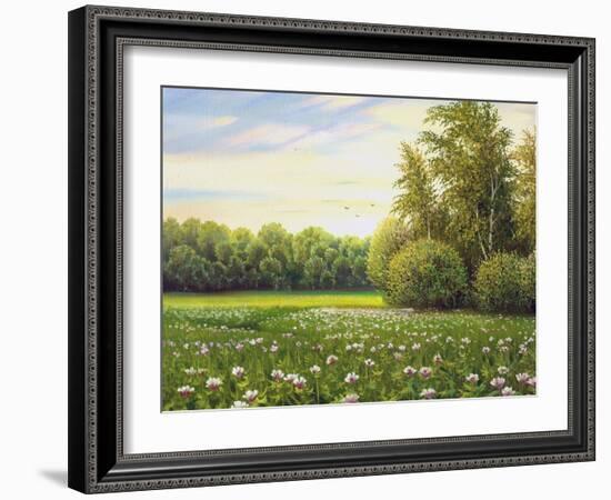 Beautiful Summer Landscape, Canvas, Oil-balaikin2009-Framed Art Print