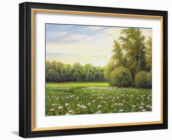 Beautiful Summer Landscape, Canvas, Oil-balaikin2009-Framed Art Print