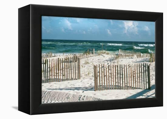 Beautiful Sunny Day with Big Waves and Puffy Clouds at White Sand Beach-forestpath-Framed Premier Image Canvas