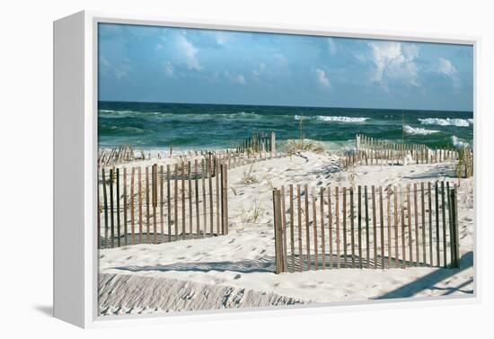 Beautiful Sunny Day with Big Waves and Puffy Clouds at White Sand Beach-forestpath-Framed Premier Image Canvas