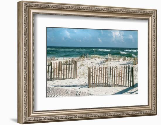 Beautiful Sunny Day with Big Waves and Puffy Clouds at White Sand Beach-forestpath-Framed Photographic Print