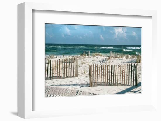 Beautiful Sunny Day with Big Waves and Puffy Clouds at White Sand Beach-forestpath-Framed Photographic Print