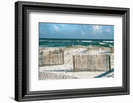 Beautiful Sunny Day with Big Waves and Puffy Clouds at White Sand Beach-forestpath-Framed Photographic Print