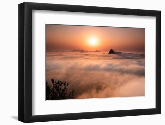 Beautiful Sunrise Landscape with Sugar Loaf Mountain Emerging from Low Clouds, Seen from Mirante Do-Vitor Marigo-Framed Photographic Print
