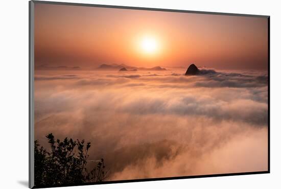 Beautiful Sunrise Landscape with Sugar Loaf Mountain Emerging from Low Clouds, Seen from Mirante Do-Vitor Marigo-Mounted Photographic Print