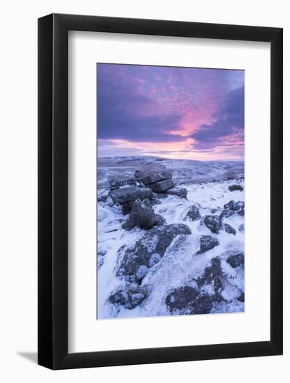 Beautiful Sunrise over a Frozen Snow Covered Moorland-Adam Burton-Framed Photographic Print