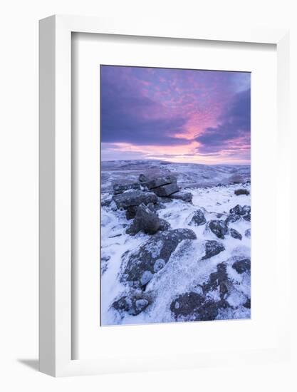 Beautiful Sunrise over a Frozen Snow Covered Moorland-Adam Burton-Framed Photographic Print