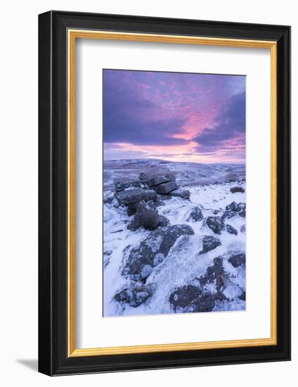 Beautiful Sunrise over a Frozen Snow Covered Moorland-Adam Burton-Framed Photographic Print