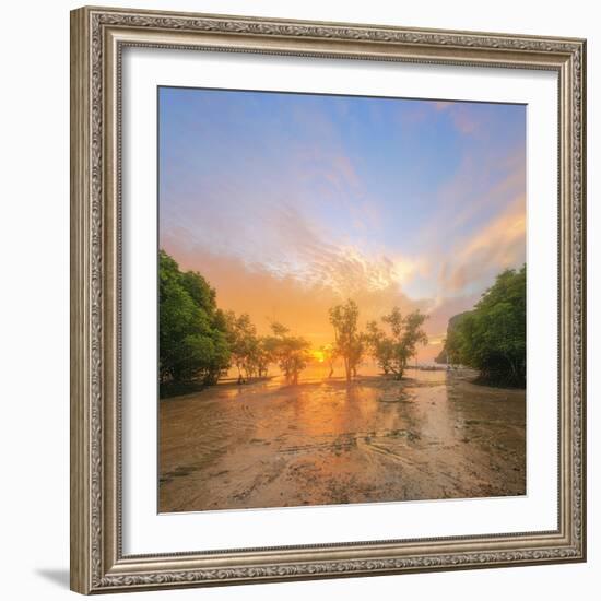 Beautiful Sunrise over the Tropical Beach, Thailand. Vacation and Background Concept-Hanna Slavinska-Framed Photographic Print