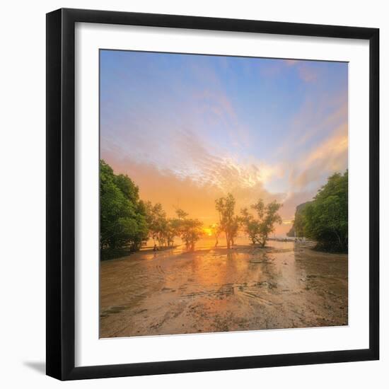 Beautiful Sunrise over the Tropical Beach, Thailand. Vacation and Background Concept-Hanna Slavinska-Framed Photographic Print