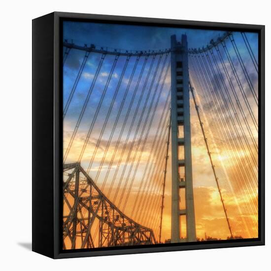 Beautiful Sunset Crossing Bay Bridge, Oakland-Vincent James-Framed Premier Image Canvas