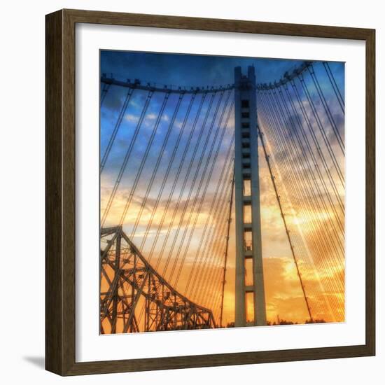 Beautiful Sunset Crossing Bay Bridge, Oakland-Vincent James-Framed Photographic Print