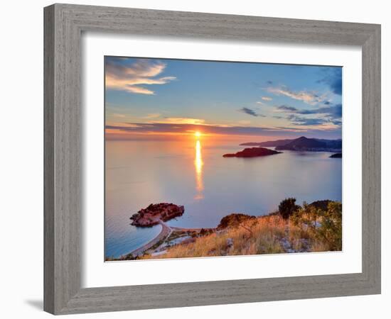 Beautiful Sunset over Montenegro Coastline. View from the Top of Mountain-liseykina-Framed Photographic Print