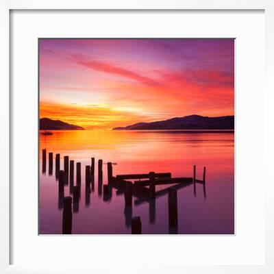 Beautiful Sunset With Colours Of Red Orange And Yellow Over Governors Bay Looking Photographic Print Travellinglight Art Com