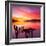 Beautiful Sunset with Colours of Red, Orange and Yellow, over Governors Bay, Looking-Travellinglight-Framed Photographic Print