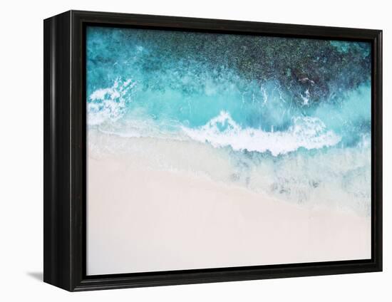 Beautiful Tropical White Empty Beach and Sea Waves Seen from Above-NinaMalyna-Framed Premier Image Canvas