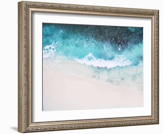 Beautiful Tropical White Empty Beach and Sea Waves Seen from Above-NinaMalyna-Framed Photographic Print