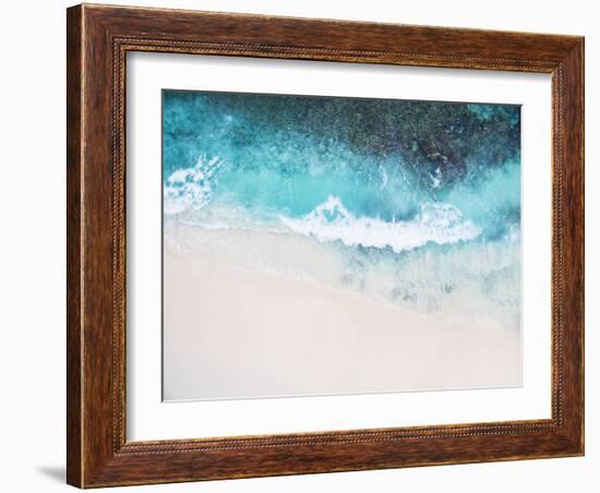 Beautiful Tropical White Empty Beach and Sea Waves Seen from Above-NinaMalyna-Framed Photographic Print