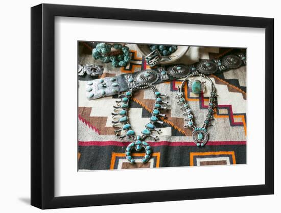 Beautiful Turquoise Jewelry Displayed for Sale, Santa Fe, New Mexico-Julien McRoberts-Framed Photographic Print
