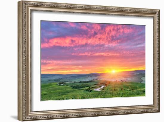 Beautiful Tuscany Landscape at Sunrise, Italy-sborisov-Framed Photographic Print