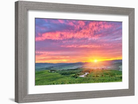 Beautiful Tuscany Landscape at Sunrise, Italy-sborisov-Framed Photographic Print