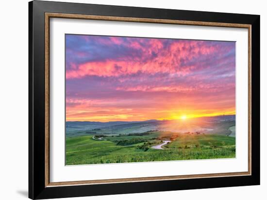 Beautiful Tuscany Landscape at Sunrise, Italy-sborisov-Framed Photographic Print