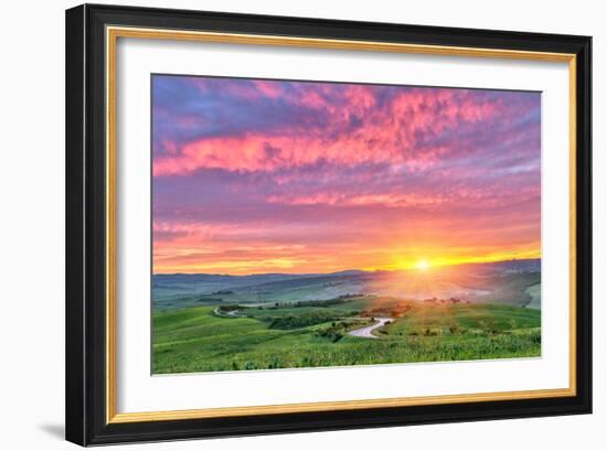 Beautiful Tuscany Landscape at Sunrise, Italy-sborisov-Framed Photographic Print