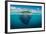 Beautiful Underwater View of Lone Small Island above and below the Water Surface in Turquoise Water-rasica-Framed Photographic Print