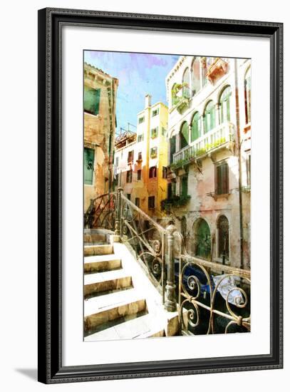 Beautiful Venetian Pictures - Oil Painting Style-Maugli-l-Framed Premium Giclee Print