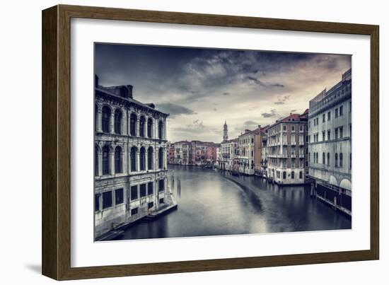 Beautiful Venice Cityscape, Vintage Style Photo of a Gorgeous Water Canal, Traditional Venetian Str-Anna Omelchenko-Framed Photographic Print