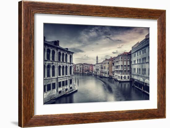 Beautiful Venice Cityscape, Vintage Style Photo of a Gorgeous Water Canal, Traditional Venetian Str-Anna Omelchenko-Framed Photographic Print
