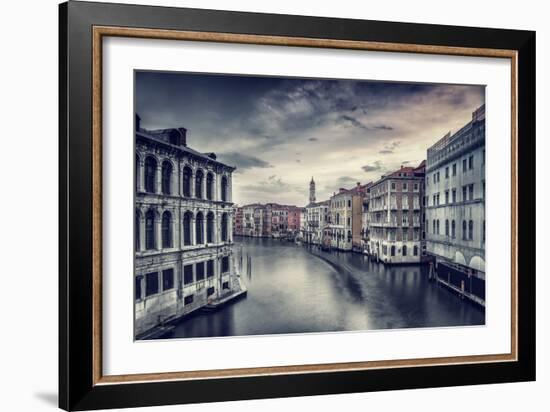 Beautiful Venice Cityscape, Vintage Style Photo of a Gorgeous Water Canal, Traditional Venetian Str-Anna Omelchenko-Framed Photographic Print