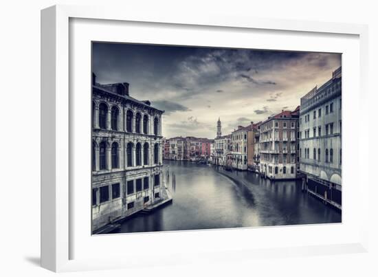 Beautiful Venice Cityscape, Vintage Style Photo of a Gorgeous Water Canal, Traditional Venetian Str-Anna Omelchenko-Framed Photographic Print