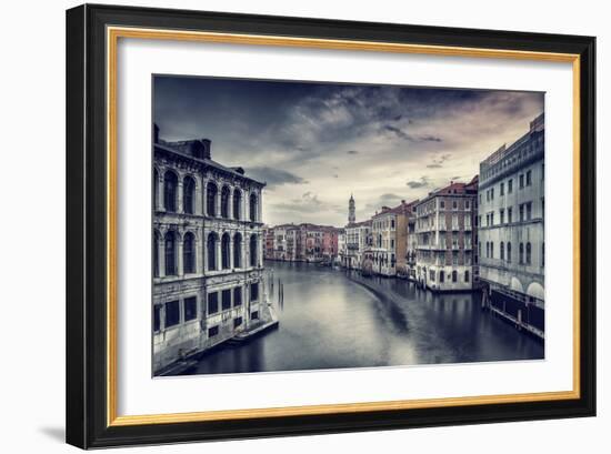 Beautiful Venice Cityscape, Vintage Style Photo of a Gorgeous Water Canal, Traditional Venetian Str-Anna Omelchenko-Framed Photographic Print