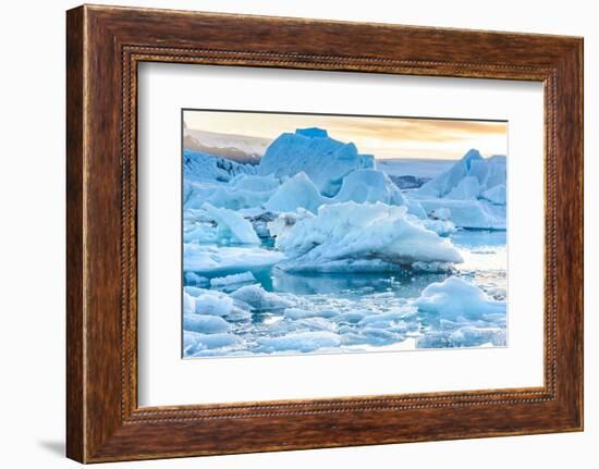 Beautiful View of Icebergs in Jokulsarlon Glacier Lagoon, Iceland, Global Warming and Climate Chang-pichetw-Framed Photographic Print