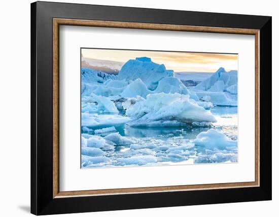 Beautiful View of Icebergs in Jokulsarlon Glacier Lagoon, Iceland, Global Warming and Climate Chang-pichetw-Framed Photographic Print
